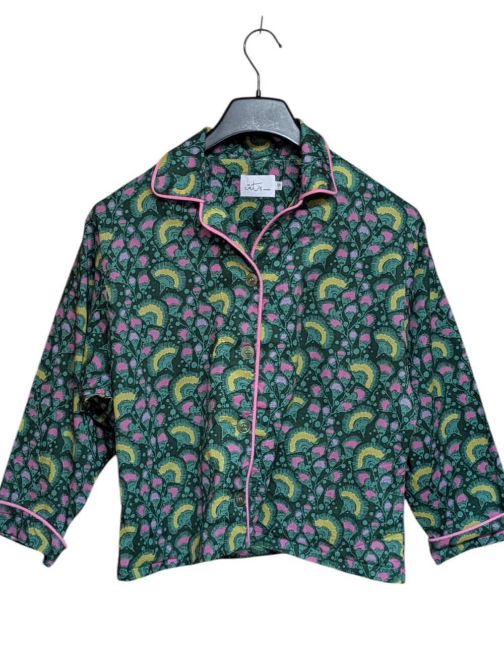 The Cat's Pajamas Green Floral Print 100% Cotton Pajama Set Size Small - Picture 4 of 12